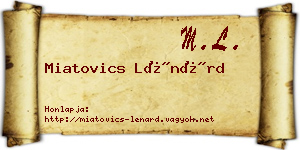 Miatovics Lénárd névjegykártya